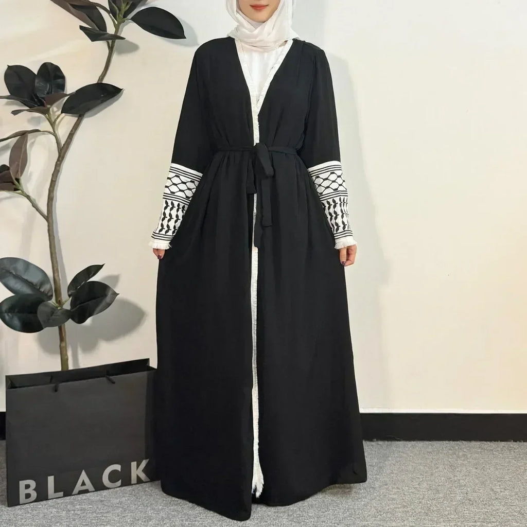 Open Front Abaya Muslim Long Sleeve
