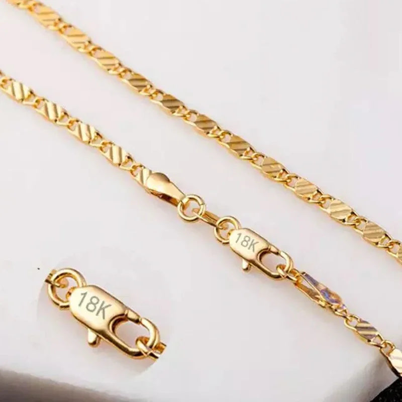 Fashion 18k Gold Necklace 2MM