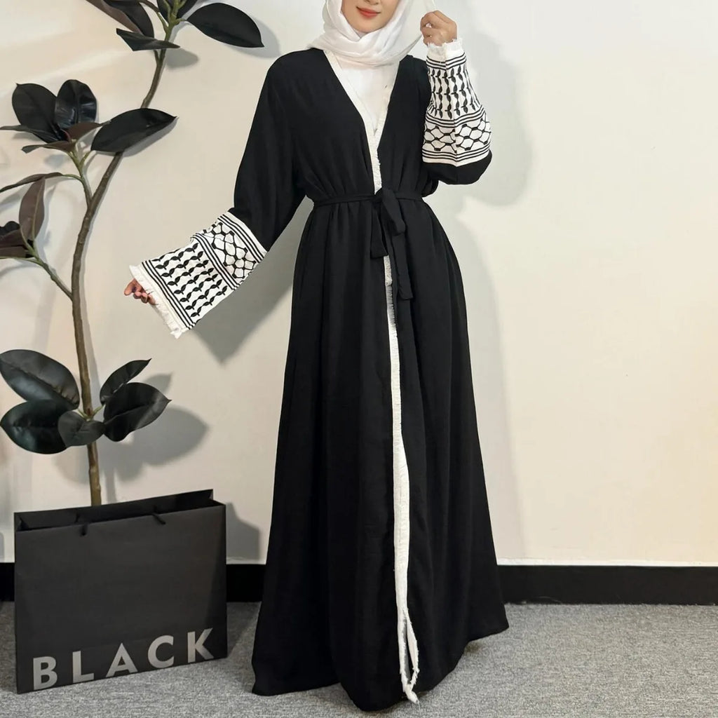 Open Front Abaya Muslim Long Sleeve